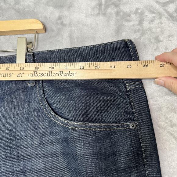 Ecko Unltd Shorts Mens 48 Blue Denim Dark Wash Embroidered Rhino Logo Y2K Baggy - Picture 7 of 10